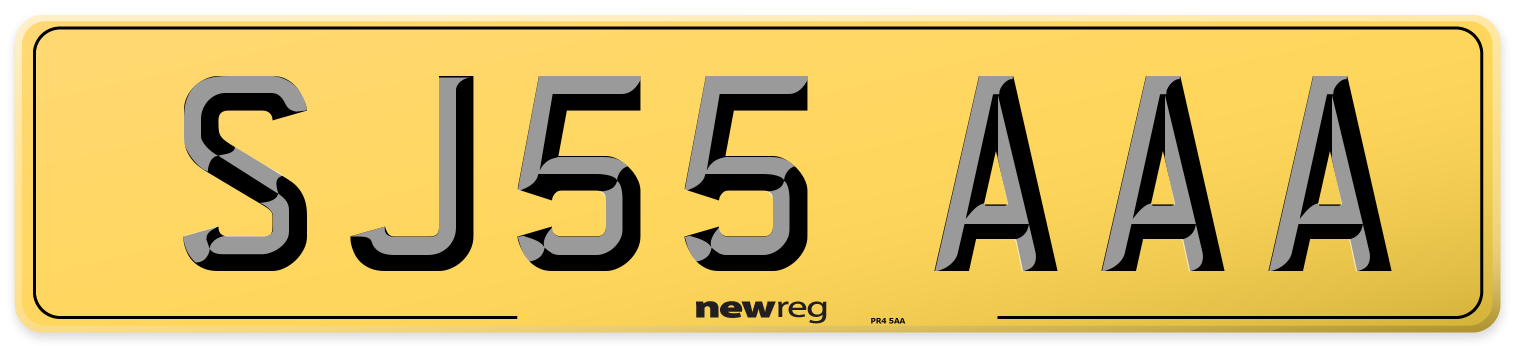 SJ55 AAA Rear Number Plate