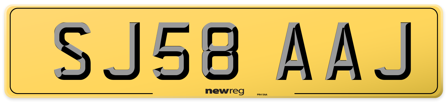 SJ58 AAJ Rear Number Plate