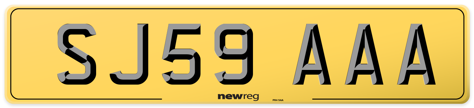 SJ59 AAA Rear Number Plate