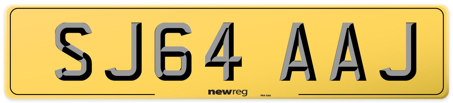 SJ64 AAJ Rear Number Plate