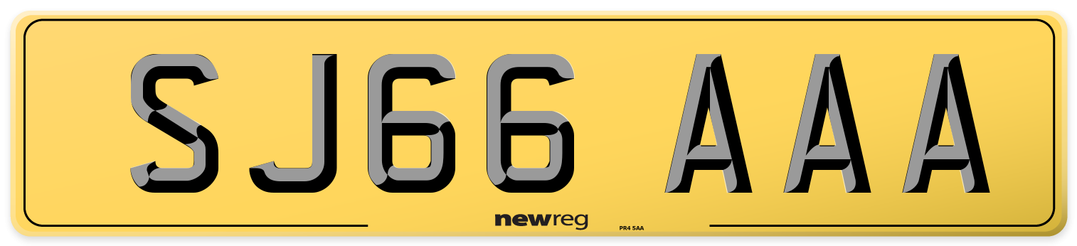SJ66 AAA Rear Number Plate