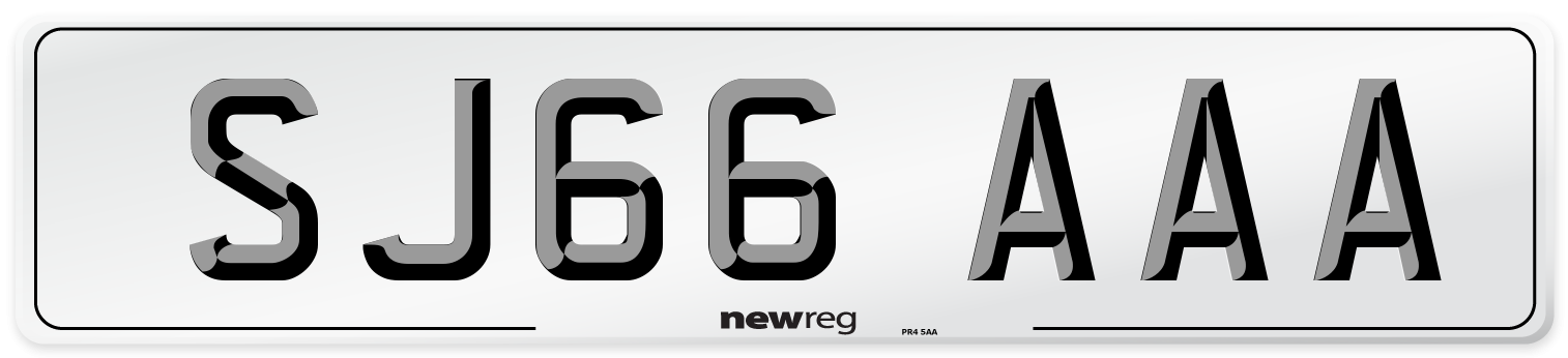 SJ66 AAA Front Number Plate