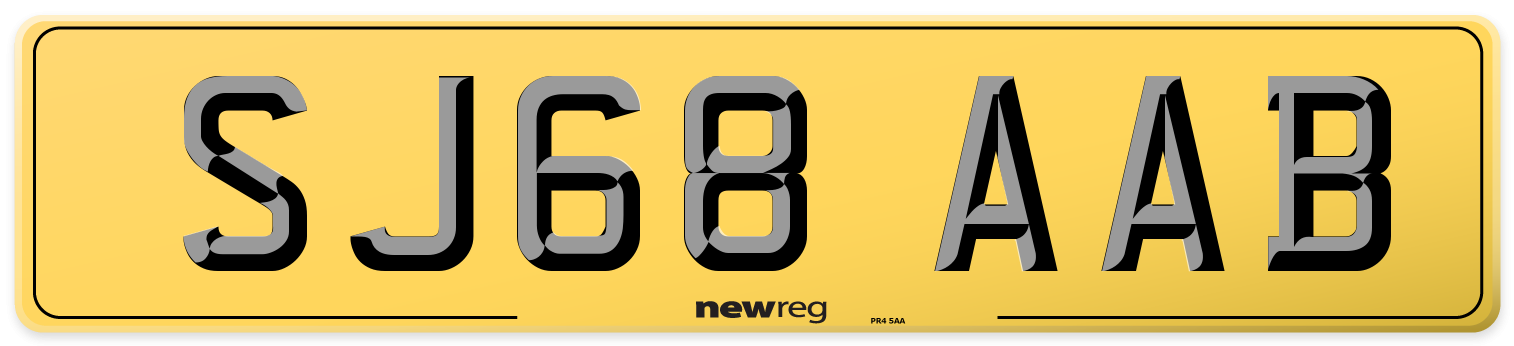 SJ68 AAB Rear Number Plate
