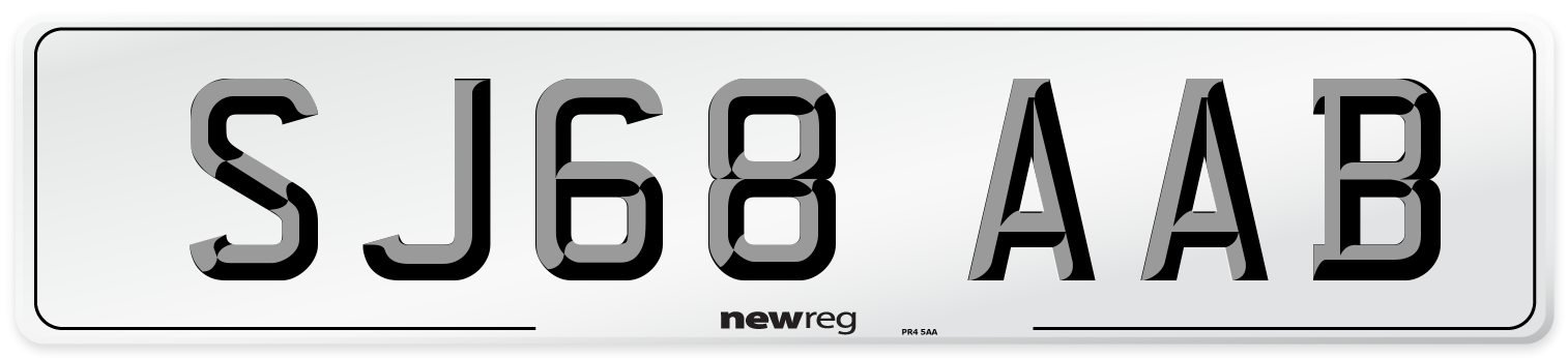 SJ68 AAB Front Number Plate