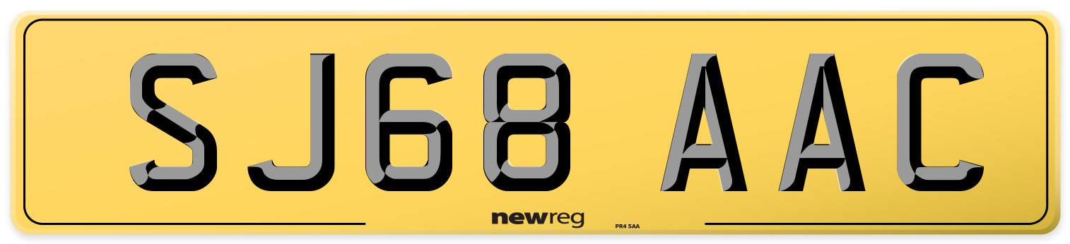 SJ68 AAC Rear Number Plate