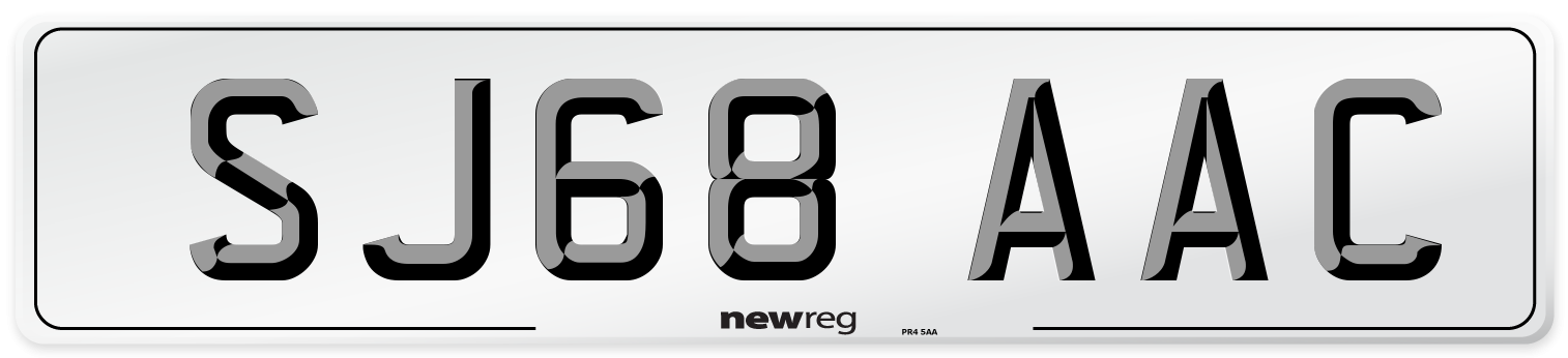 SJ68 AAC Front Number Plate