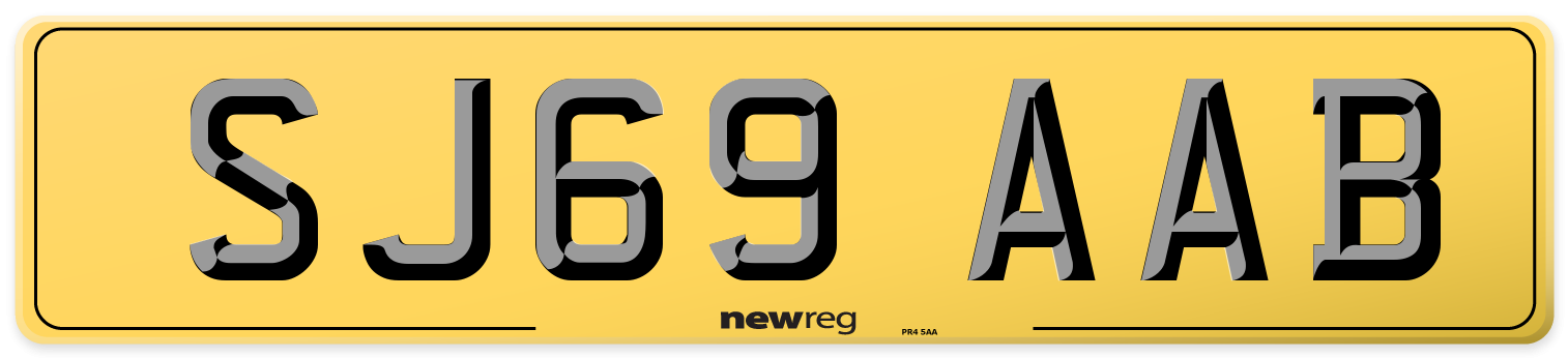 SJ69 AAB Rear Number Plate