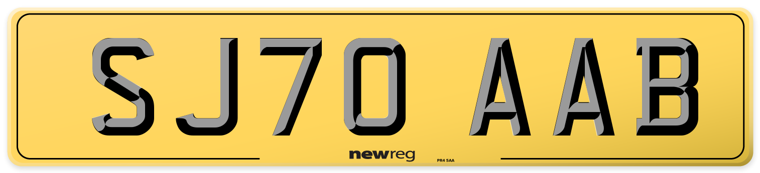 SJ70 AAB Rear Number Plate