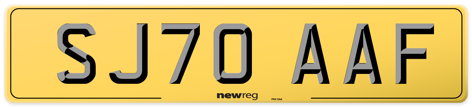 SJ70 AAF Rear Number Plate