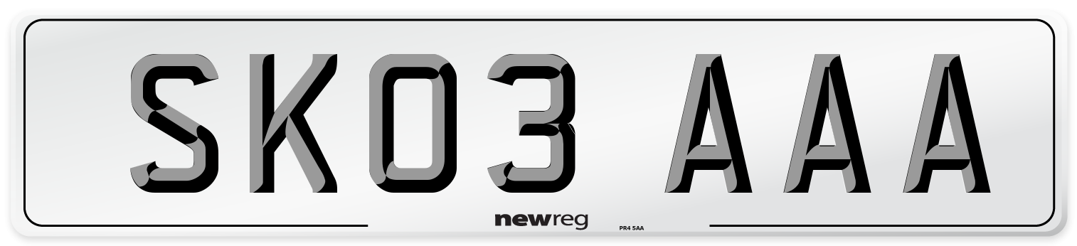SK03 AAA Front Number Plate