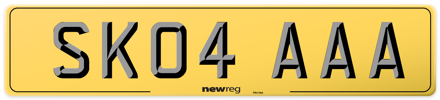 SK04 AAA Rear Number Plate