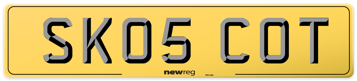 SK05 COT Rear Number Plate