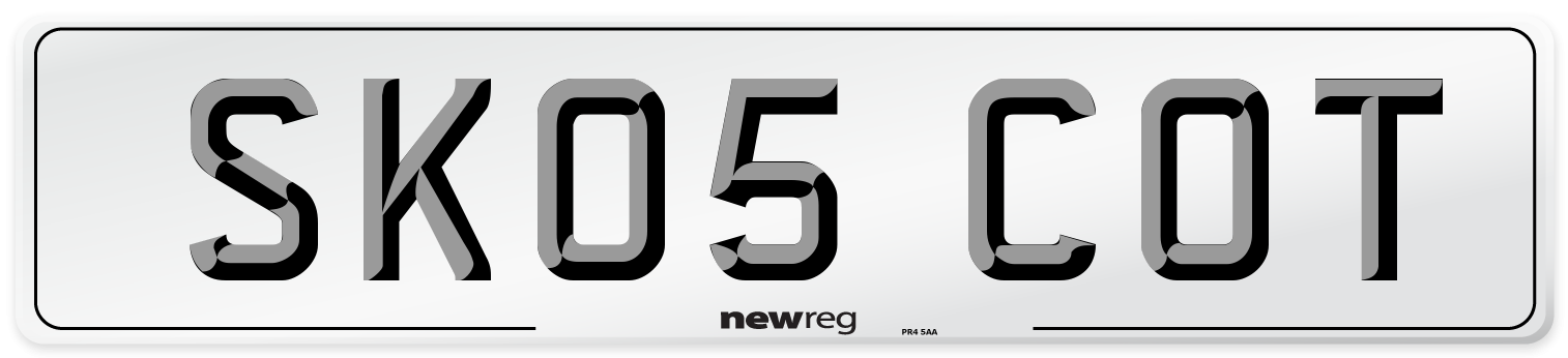 SK05 COT Front Number Plate