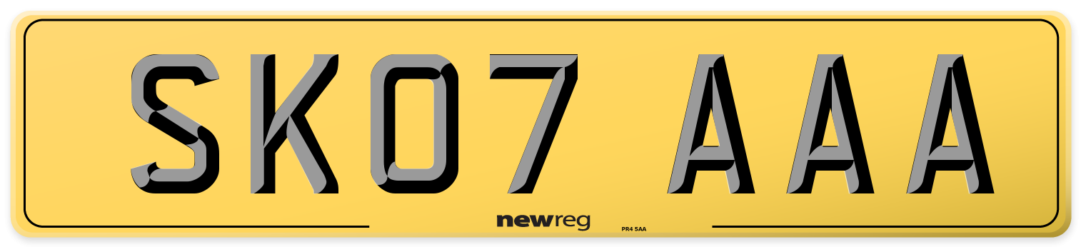 SK07 AAA Rear Number Plate