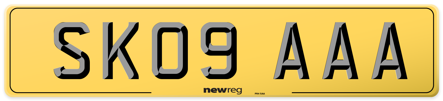 SK09 AAA Rear Number Plate