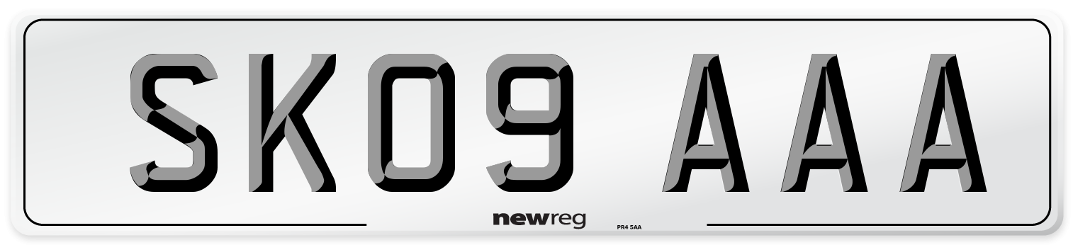 SK09 AAA Front Number Plate