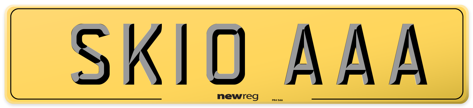 SK10 AAA Rear Number Plate