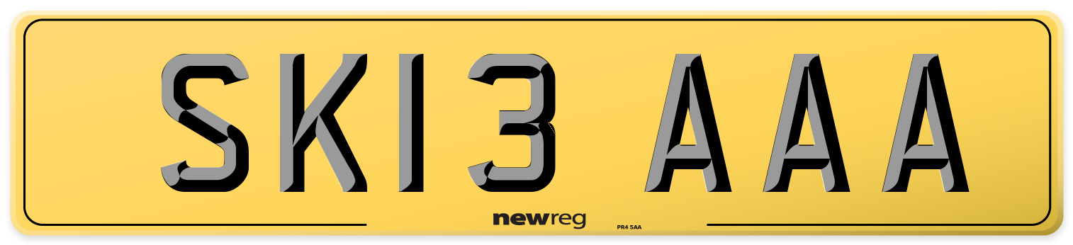 SK13 AAA Rear Number Plate