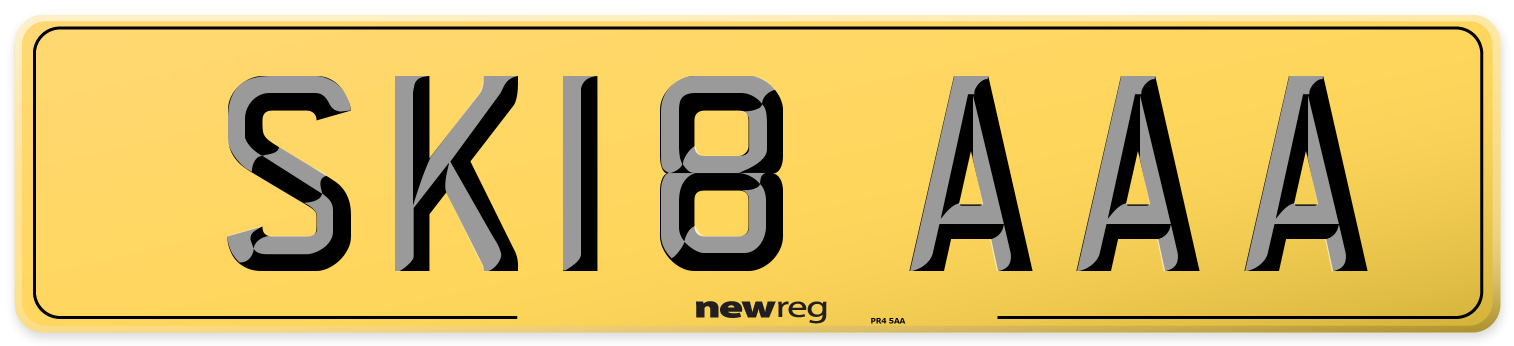 SK18 AAA Rear Number Plate