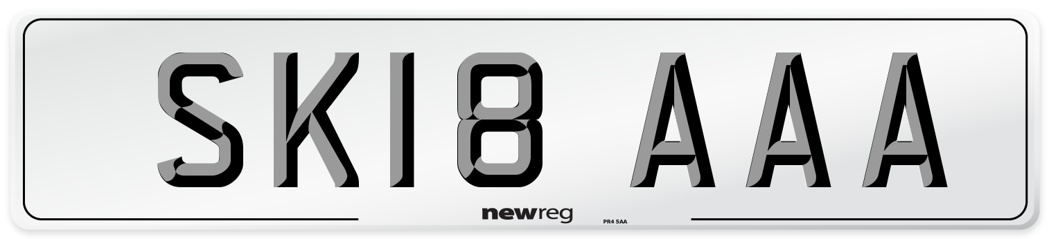 SK18 AAA Front Number Plate