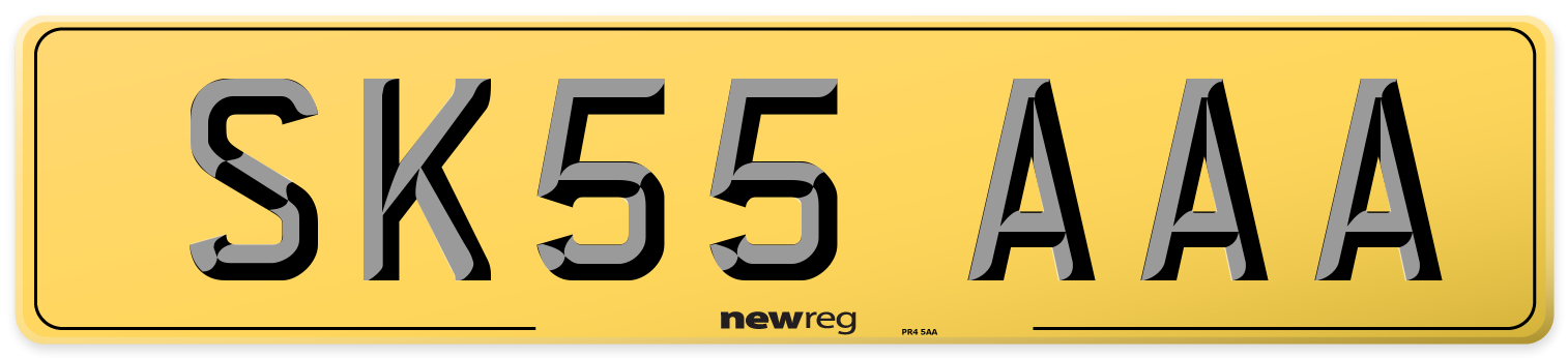 SK55 AAA Rear Number Plate