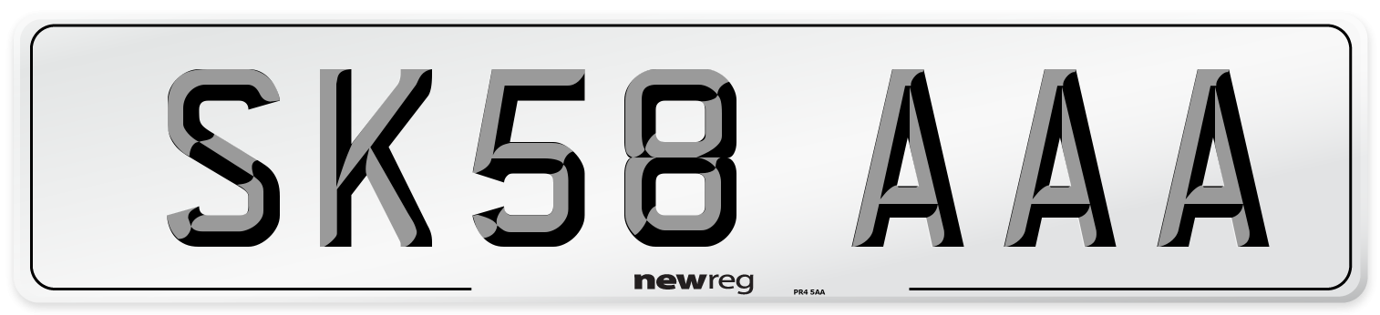 SK58 AAA Front Number Plate