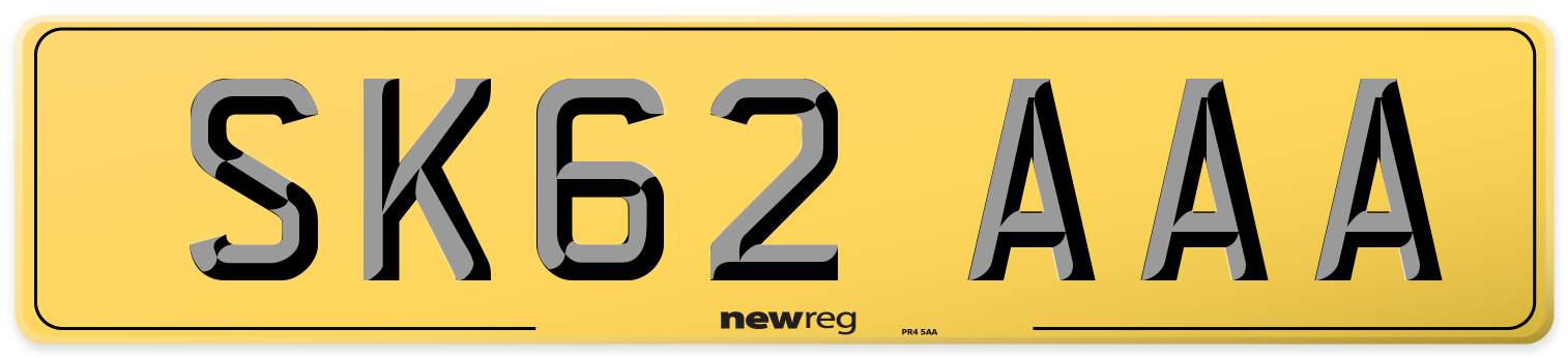 SK62 AAA Rear Number Plate