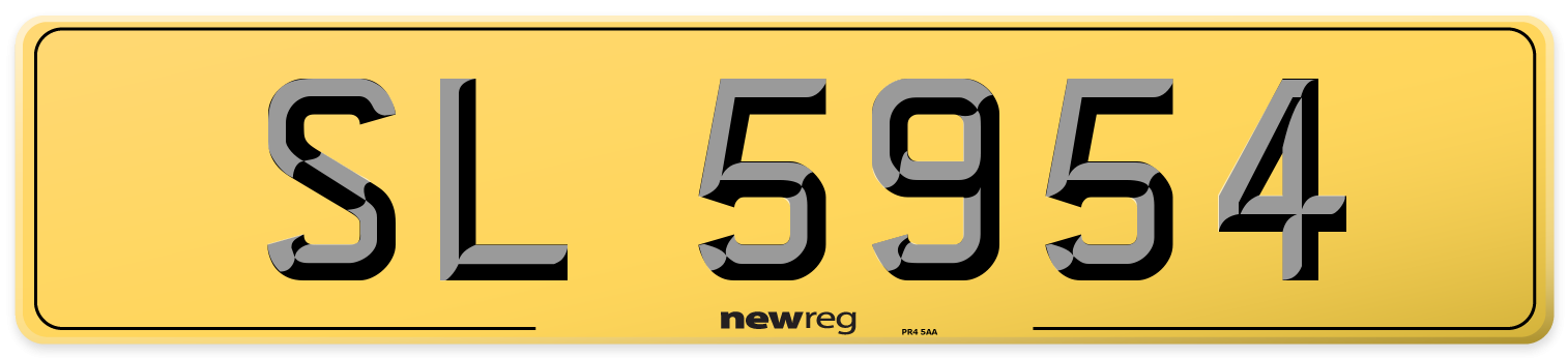 SL 5954 Rear Number Plate