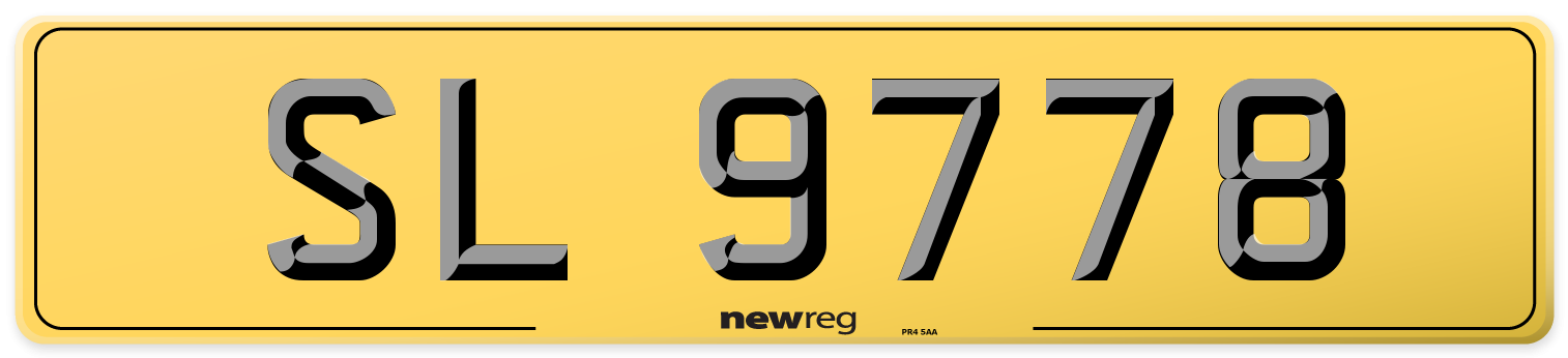 SL 9778 Rear Number Plate