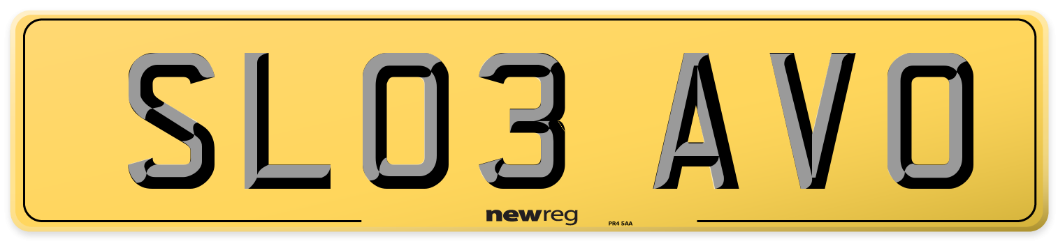 SL03 AVO Rear Number Plate