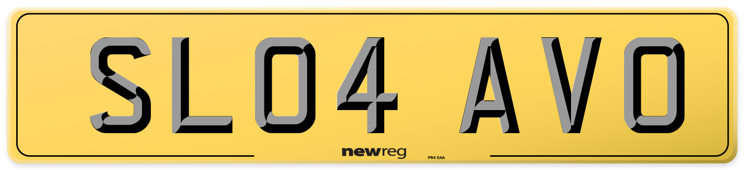 SL04 AVO Rear Number Plate