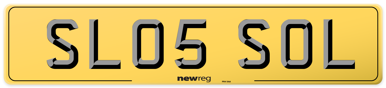 SL05 SOL Rear Number Plate