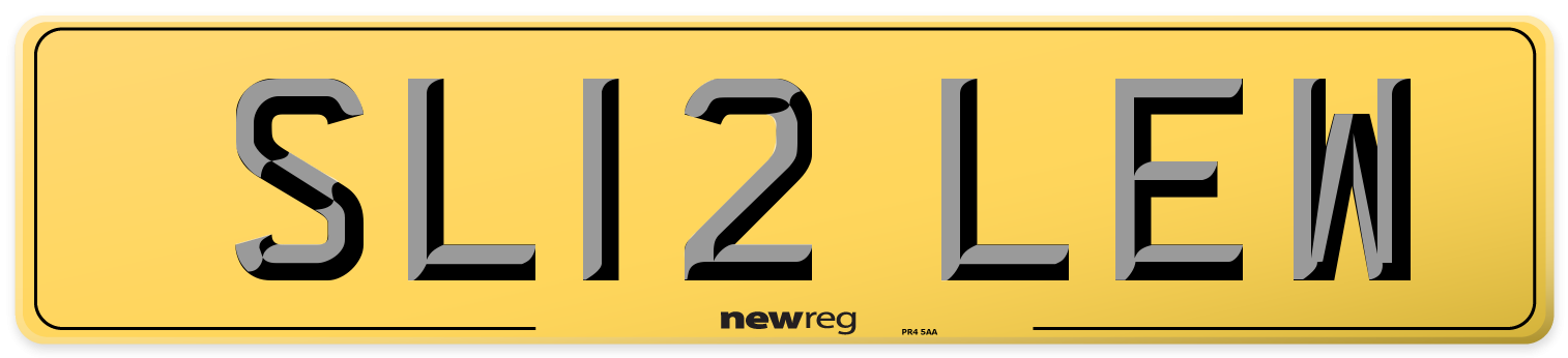 SL12 LEW Rear Number Plate