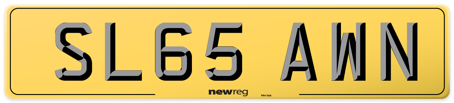SL65 AWN Rear Number Plate