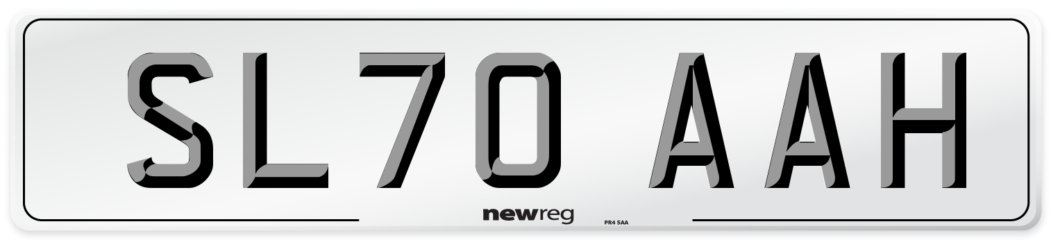 SL70 AAH Front Number Plate