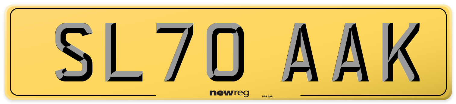 SL70 AAK Rear Number Plate