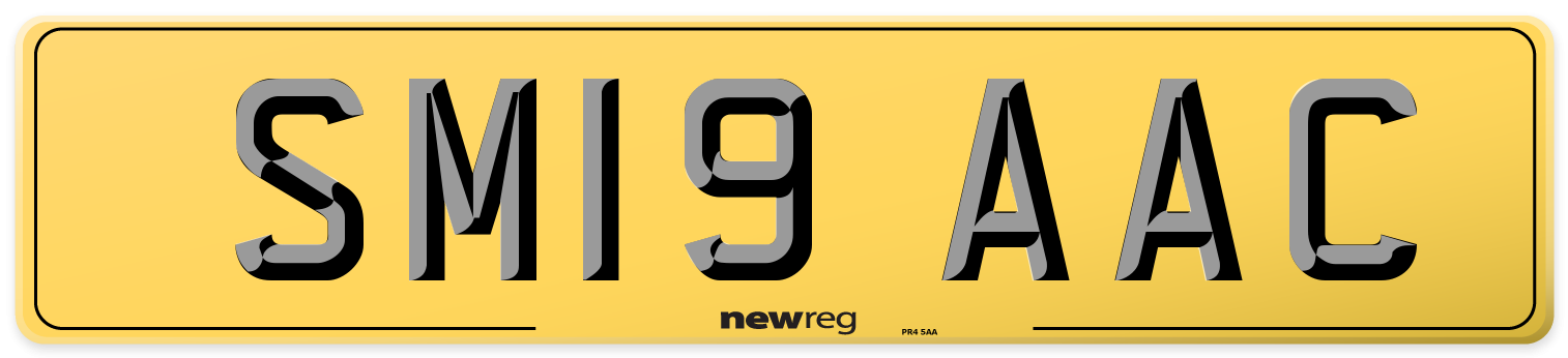 SM19 AAC Rear Number Plate