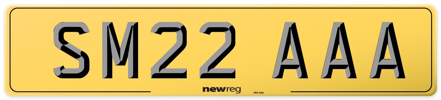 SM22 AAA Rear Number Plate