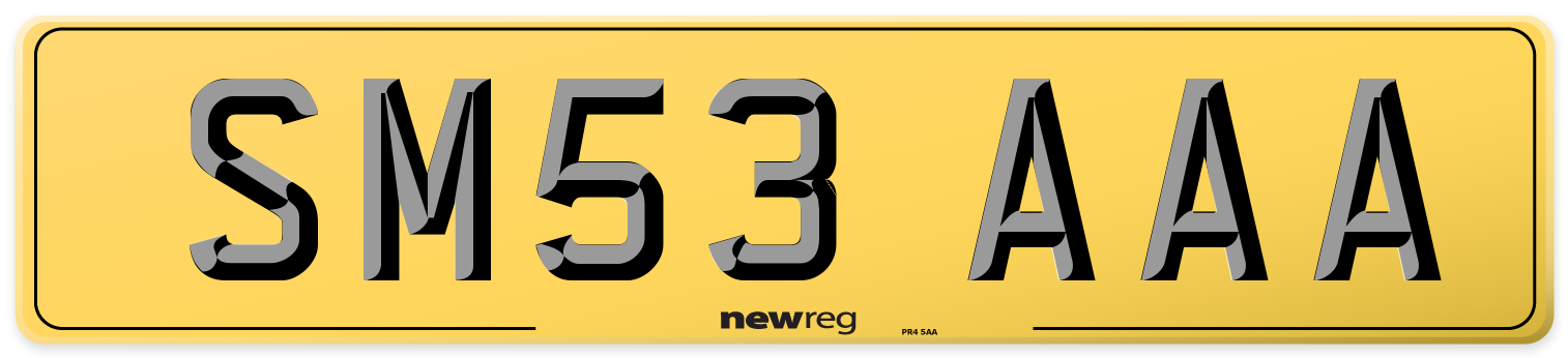 SM53 AAA Rear Number Plate