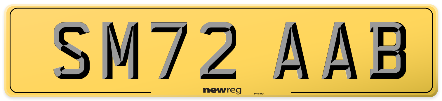 SM72 AAB Rear Number Plate