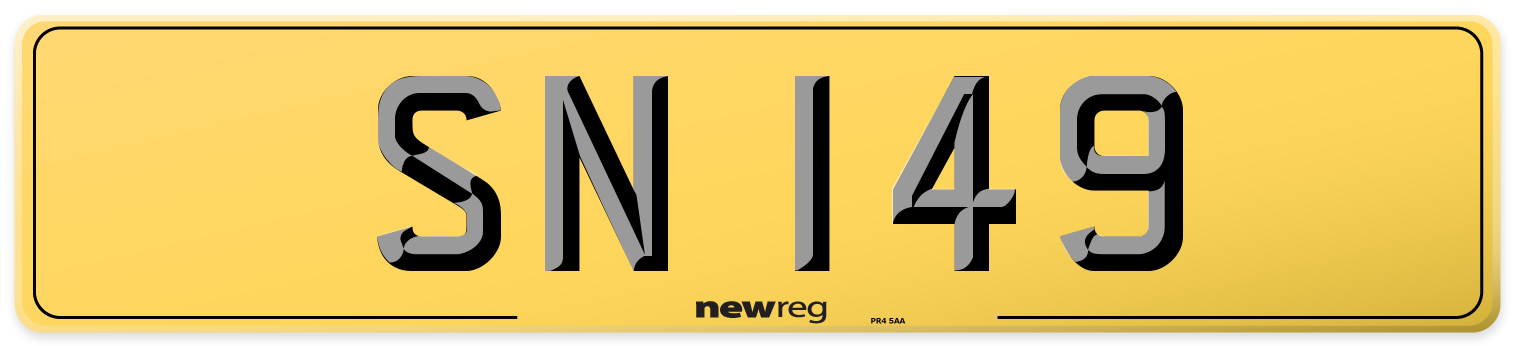 SN 149 Rear Number Plate