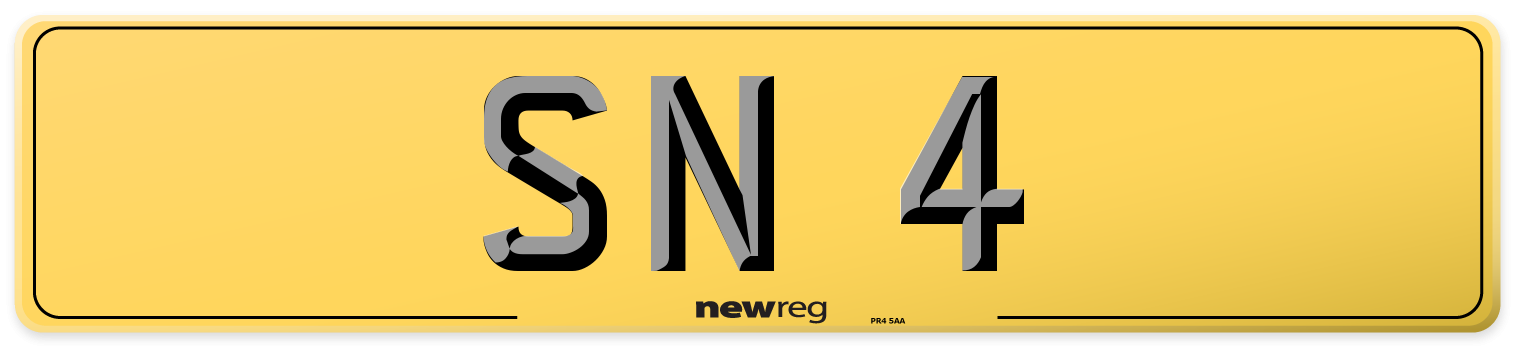 SN 4 Rear Number Plate