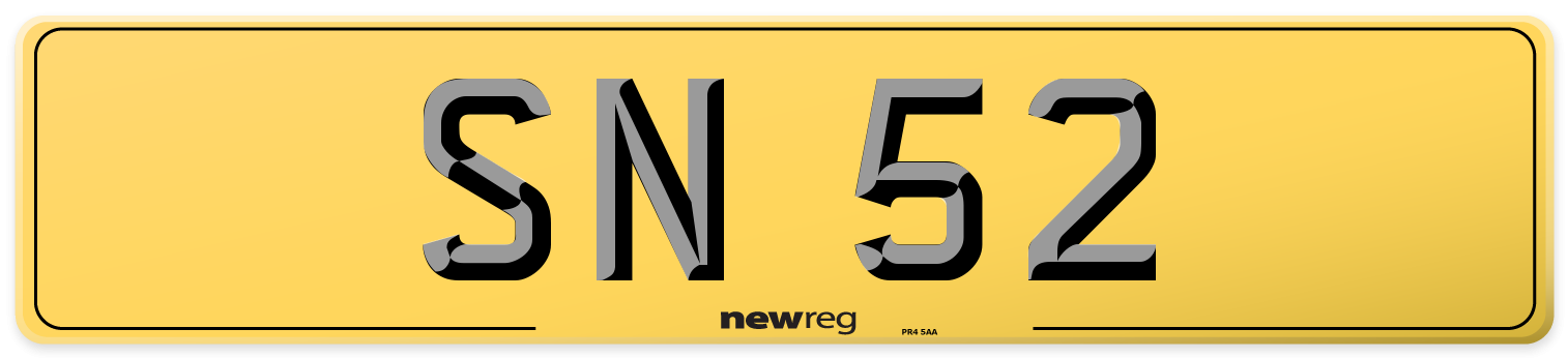 SN 52 Rear Number Plate