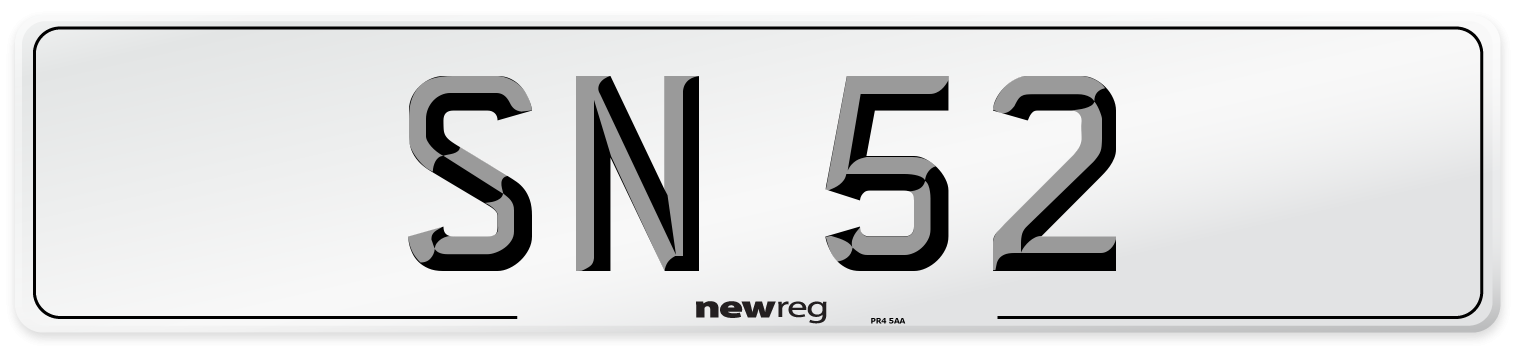 SN 52 Front Number Plate
