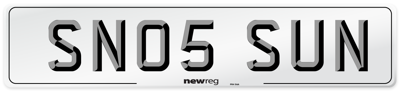 SN05 SUN Front Number Plate