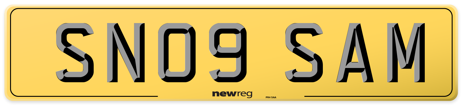 SN09 SAM Rear Number Plate