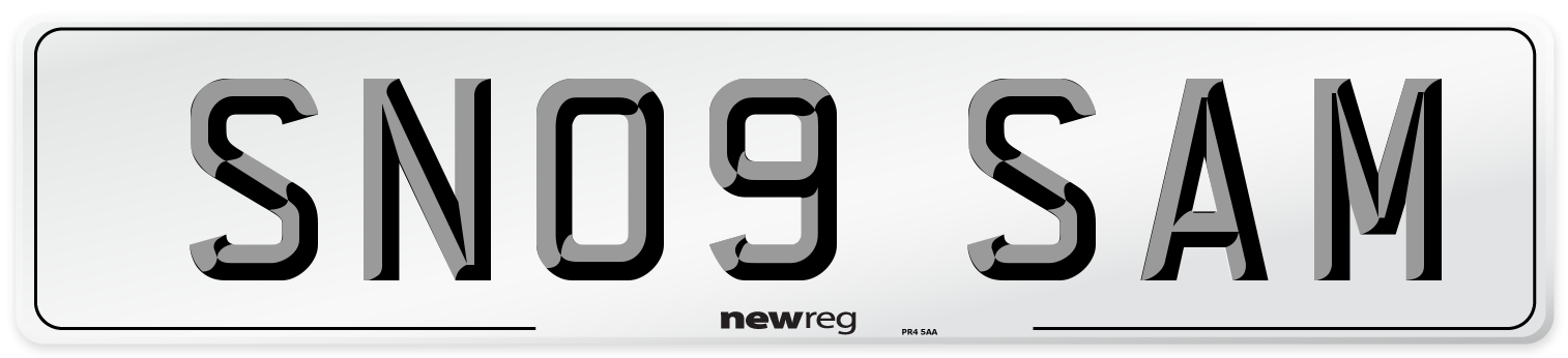 SN09 SAM Front Number Plate