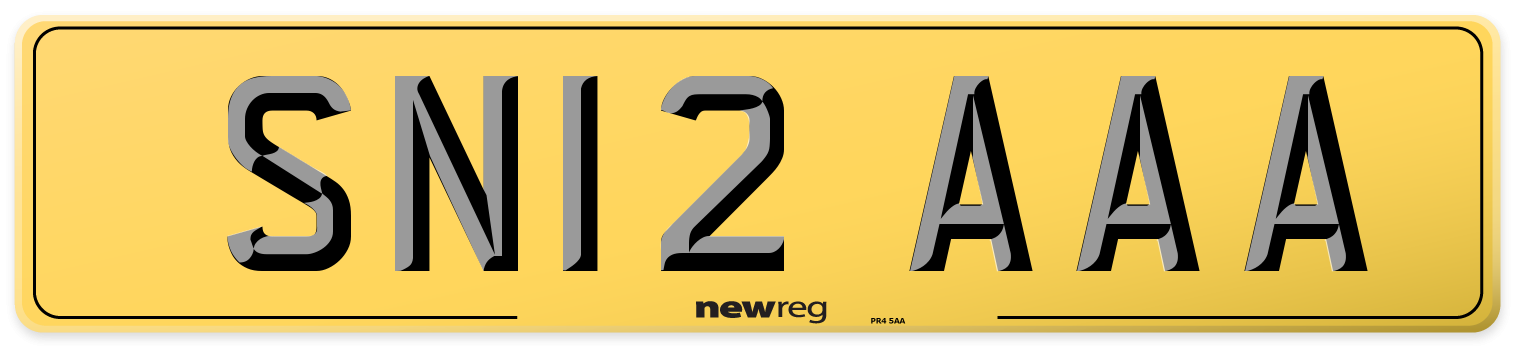 SN12 AAA Rear Number Plate