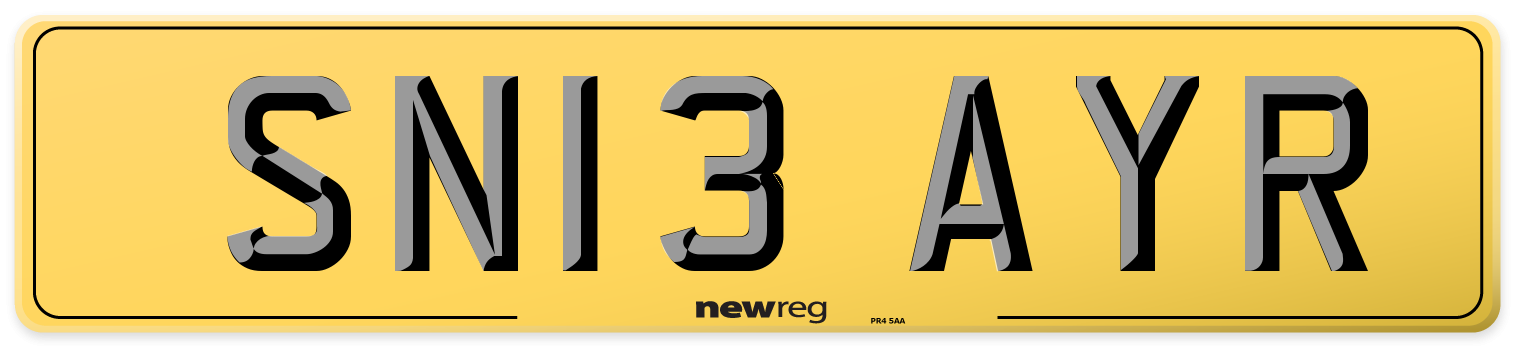 SN13 AYR Rear Number Plate