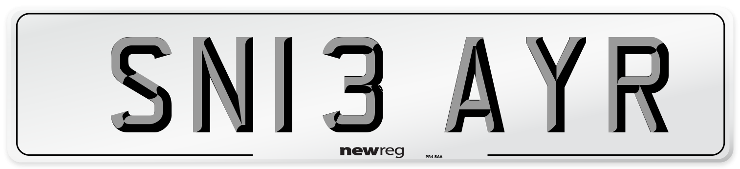 SN13 AYR Front Number Plate
